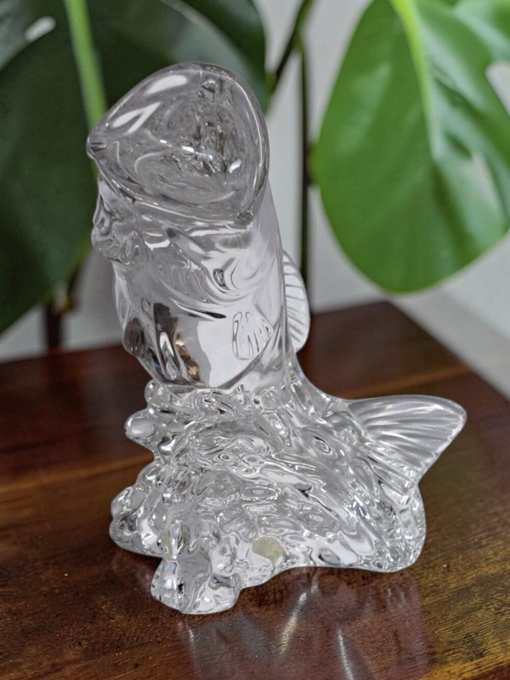 Wonders of the Wild Princess House Lead Crystal Leaping Bass Fish Sculpture - Picture 2 of 16